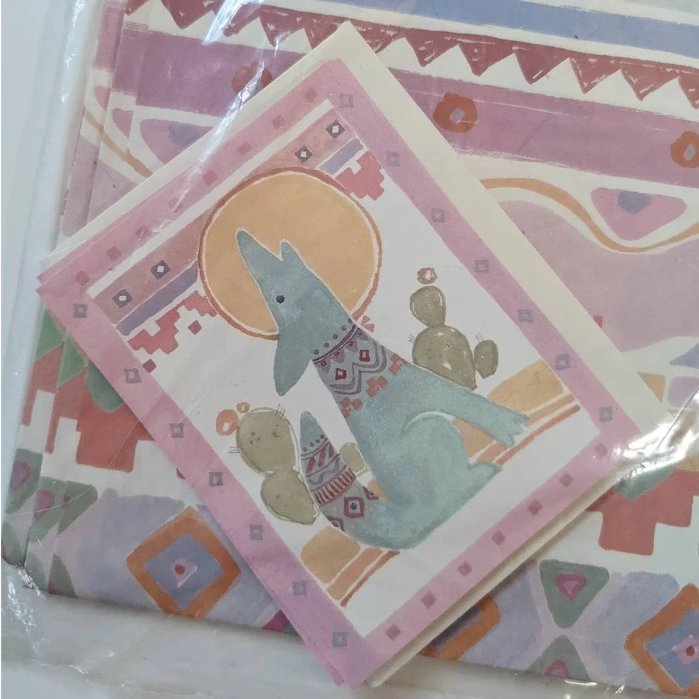 Vintage 80's Pastel Hues Southwestern Giftwrap w/ Notecards‎ from Current UNUSED